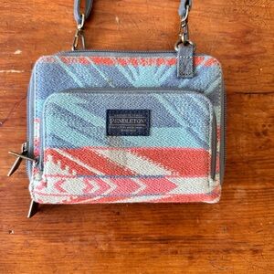 Pendleton Crossbody Bag in Blue and Coral Pattern